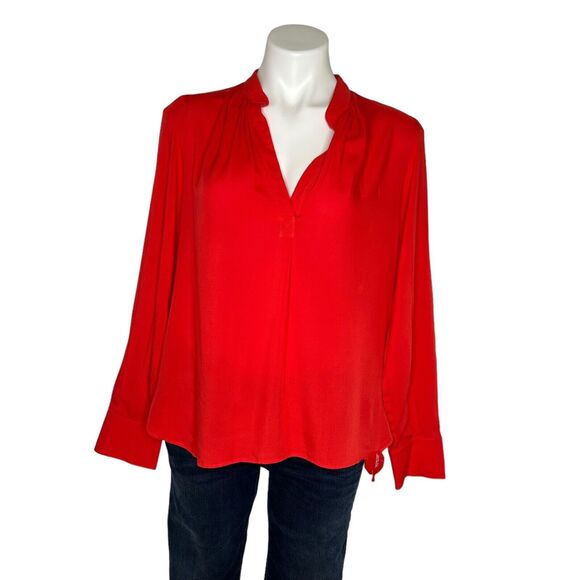 New ZADIG VOLTAIRE Tink Solid Fire Red Blouse Top Long Sleeve Size S $348 - Picture 1 of 9